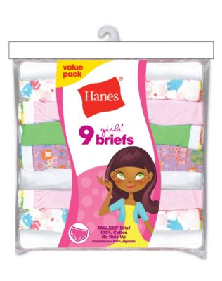 Hanes Girls' No Ride Up 100% Cotton Colored Briefs 9-Pack