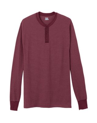 Hanes Beefy-T Long-Sleeve Striped Henley