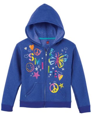 Hanes EcoSmart&reg; Girls' Graphic Zip Hoodie Sweatshirt
