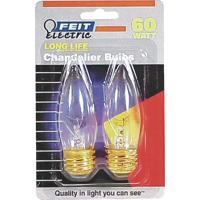 60 Watt Incandescent Chandelier Straight Tip Torpedo Clear BP60ETC by Feit Electric