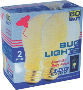 100 Watt Bug Light Bulb Yellow Medium Base 2 Pack 100A/Y/2 by Feit Electric Best Price