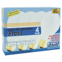 40 Watt Standard Incandescent Light Bulb Inside Frosted Medium Brass Base 4 Pack 40A/BR/4-130 by Feit Electric