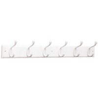 6 Hook White On White Heavy Duty Coat and Hat Rail RPLR6DZ-PWW-B or 62537 by Brainerd by Liberty Hardware Best Price