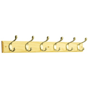 6 Hook Lacquered Brass On Pine Heavy Duty Coat and Hat Rail RPLR6DZ-PNB-B or 62538 by Brainerd by Liberty Hardware Best Price