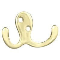 Polished Brass Double Prong Robe Hook B59104G-PB-C7 or 69277 by Brainerd by Liberty Hardware Best Price