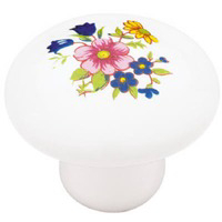 Ceramic Round Cabinet Knob White With Floral Design P95713V-WF-C7 or 69338 by Brainerd by Liberty Hardware Best Price