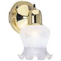 1 Light Brass Wall Bracket With On off Switch Frosted Etched Grape Design Glass 66601 by Westinghouse Lighting Best Price