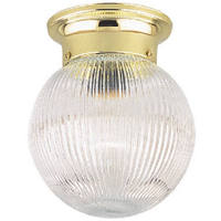 1 Light Flush Mount Ceiling Fixture Polished Brass Crystal Ribbed Glass Globe 66692 by Westinghouse Lighting Best Price