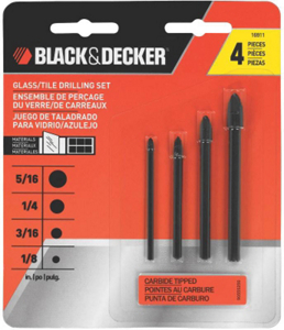 Glass and Tile Carbide Tip 4 Piece Drill Bit Set 16911 by Black and Decker Power Tools Best Price