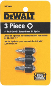 3 Piece Pozi Drive Tip Set DW2069 by Dewalt Power Tools Best Price