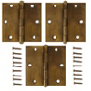 Stanley Hardware S826-891 3-1/2 Inch Square Corner Solid Brass Door Hinges Antique Brass Pack of 3