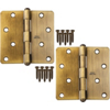 Stanley Hardware S826-933 4 Inch Solid Brass 1/4-Inch Radius Door Hinges Antique Brass Set of 3