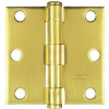 3 by 3 inch Polished Brass Square Corner Hinge N238-238 by National Manufacturing Div Stanley