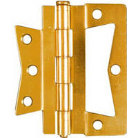 3 1/2 by 3 1/2 inch Bright Brass No Mortise Hinge N244-806 by National - Stanley Hardware