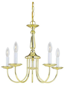 5 Light Chandelier Polished Brass Williamsburg Chandelier RF01 by Boston Harbor Best Price