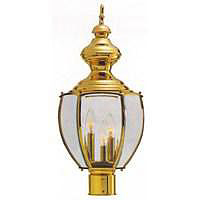 3 Light 22 Inch Coach Style Outdoor Post Lantern Polished Brass BRT-11104H-PB by Boston Harbor Best Price