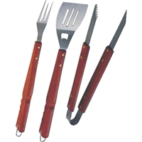 3 Piece Barbeque Tool Set Stainless Steel With Wood Handle SBQ318-3-B by Mintcraft