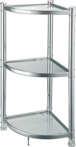 3 Tier Glass Corner Shelf Chrm HS05A-CH by HomeBasix Best Price