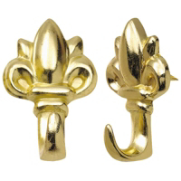 Fleur De Lis Push Pin Hangers Brass Plated 53514 by Impex Systems Group