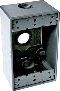 1 Gang Aluminum 3 Outlet Box Gray 3/4 With Lugs 5324-0 by Bell Weatherproof Best Price