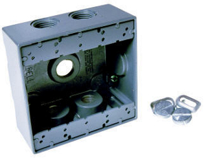 2 Gang Aluminum 5 Outlet Box Gray 5337-5 by Bell Weatherproof Best Price
