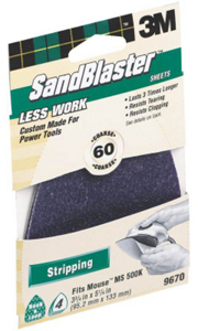 Sandblaster Mouse Sander Sanding Sheets 3 3/4 By 5 1/4 Inch 60 Grit 9670 by 3M Best Price