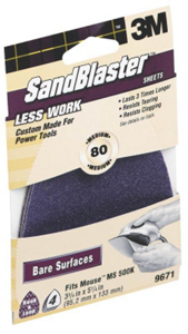 Sandblaster Mouse Sander Sanding Sheets 3 3/4 By 5 1/4 Inch 80 Grit 9671 by 3M Best Price