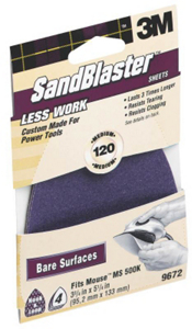 Sandblaster Mouse Sander Sanding Sheets 3 3/4 By 5 1/4 Inch 120 Grit 9672 by 3M
