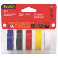 Scotch Electrical Tape Assorted Colors 1/2 Inch By 20 Feet 10457 by 3M