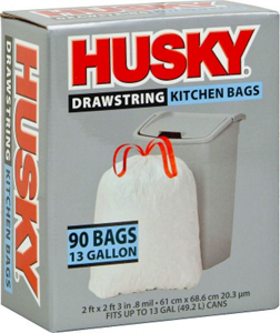 Husky 13G .8M Ktchn Drwstrng Bag Wht HK13DS090W by Poly America Best Price