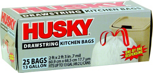 Husky 13 Gallon Kitchen Bag White With Drawstrings HK12DS030W by Poly America Best Price