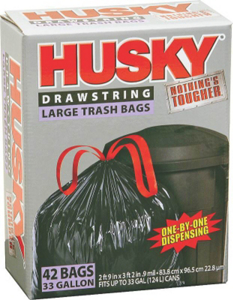 Husky 33 Gallon 9 Mil Drawstring Trashbag Black HK33DS042B by Poly America Best Price