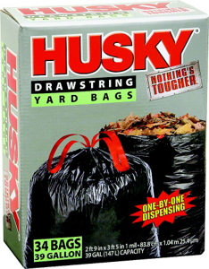 Husky 39 Gallon 1 Mm Drawstring Yard Bag Black HK39DS034B by Poly America Best Price