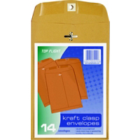 6 Inch By 9 Inch Kraft Clasp Envelopes 74412 by Top Flight
