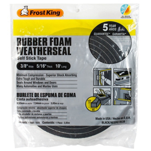 Frost King Black Rubber Foam Tape 3/8 by 5/16 by 10 Foot R538H by Thermwell Frost King Best Price