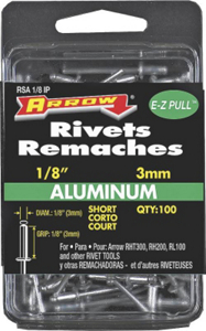 1/8 By 1/8 Inch Short Aluminum Rivet RSA1/8IP by Arrow Fastener Best Price