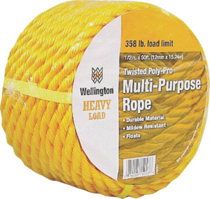 1/2 Inch By 50 Foot Yellow Poly Rope 15027 by Wellington Cordage Best Price