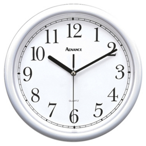 White Plastic Wall Clock 10 Inch 8101 by Geneva Advance Clock Best Price