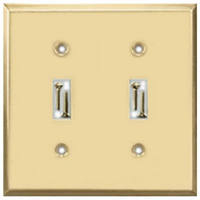 Bright Brass Steel Double Toggle Wall Plate 9BS102 by Jackson Deerfield Best Price