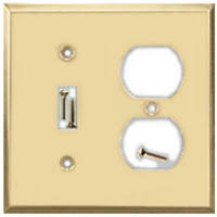 Bright Brass Steel Toggle Duplex Outlet Wall Plate 9BS106 by Jackson Deerfield Best Price