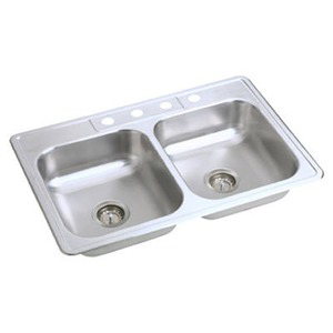 33 By 22 By 6 Inch Stainless Steel Double Kitchen Sink NE33224 by Elkay Manufacturing Best Price