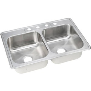 33 By 22 By 8 Inch Stainless Steel Double Kitchen Sink NLB33224 by Elkay Manufacturing Best Price