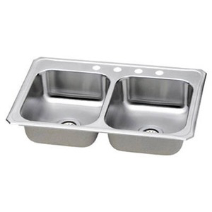 33 By 22 By 7 Inch Stainless Steel Double Kitchen Sink NBC33224 by Elkay Manufacturing Best Price