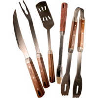 Grill Zone 5 Piece Rosewood Handle Stainless Steel Barbeque Tool Set