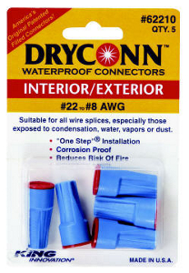 Safety Sealed 8 22 Waterproof Wire Connectors Pack of 5 62210 by King Safety Products Best Price