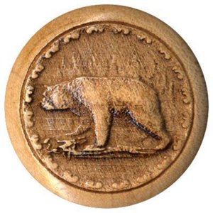 Bear Engraved Real Maple Wood Cabinet Knob MCK1ECCP by Menzner Hardwoods Best Price