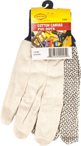 Mostag Cotton Canvas Gloves Large with PVC Dots 7488 by G and F Products Best Price