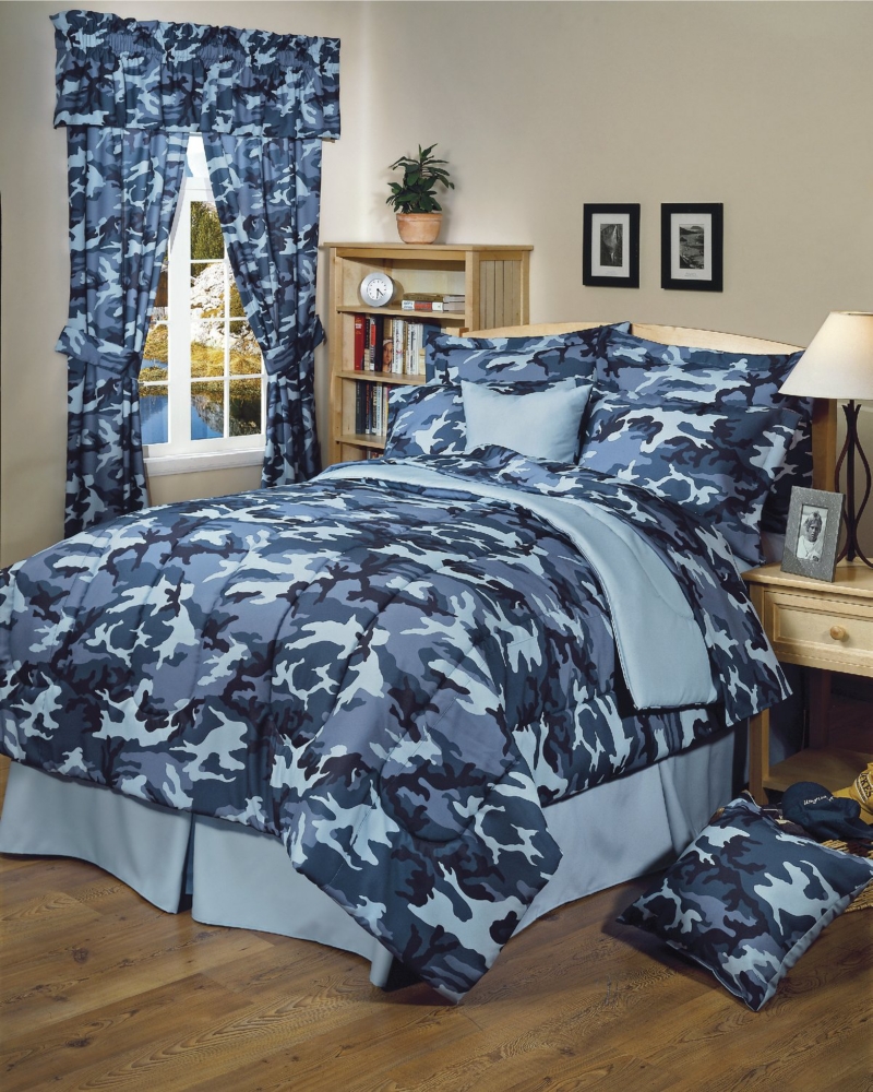 Blue Camo Twin Comforter Set
