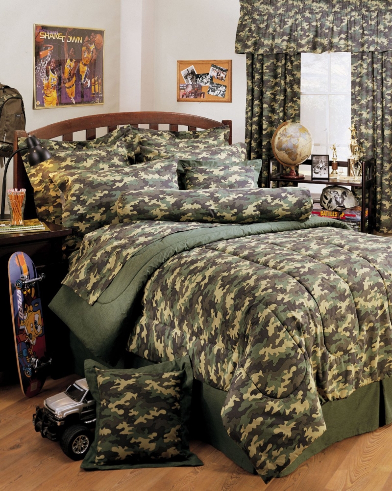 Green Camo Twin Comforter Set
