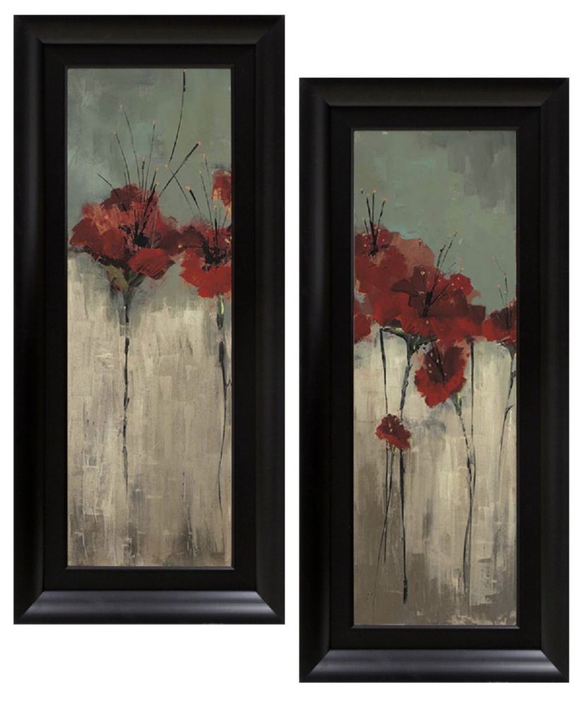 Red Flower Art Set of 2